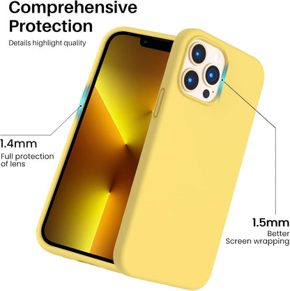 Shockproof Liquid Silicone Designed for Iphone 13 Pro Max Case 6.7", Gel Rubber Comprehensive Protection Anti-Shock Cover Drop Protection 6.7Inch-Lemon Yellow
